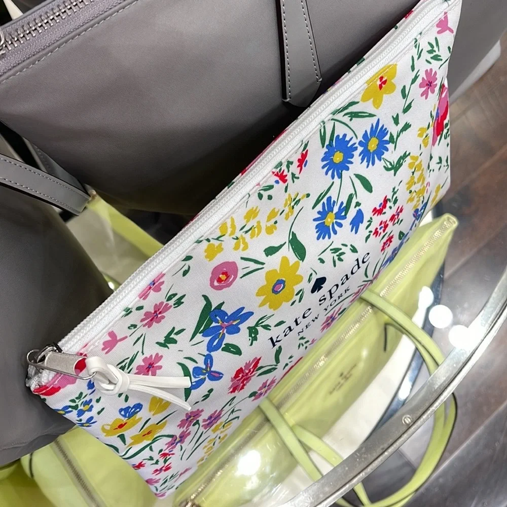 Kate Spade Large Canvas Floral Print Zip Pouch - Picture 3 of 16